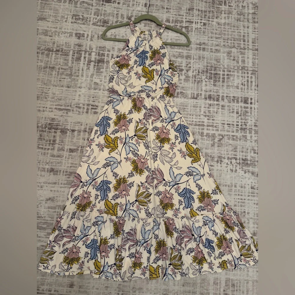 Rachel Zoe Floral Maxi Dress XS Boho Tiered Halter Dress Spring Summer - Picture 7 of 12